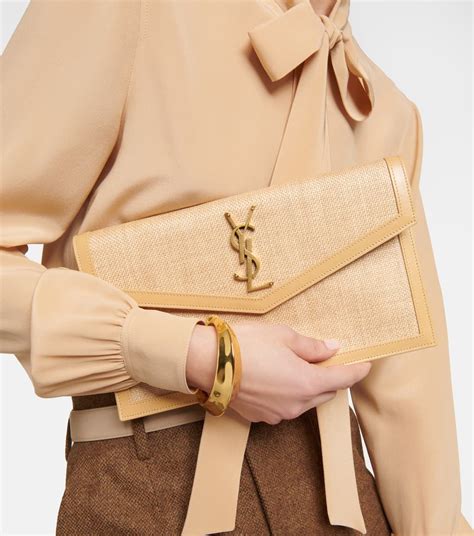 ysl raffia clutch bag